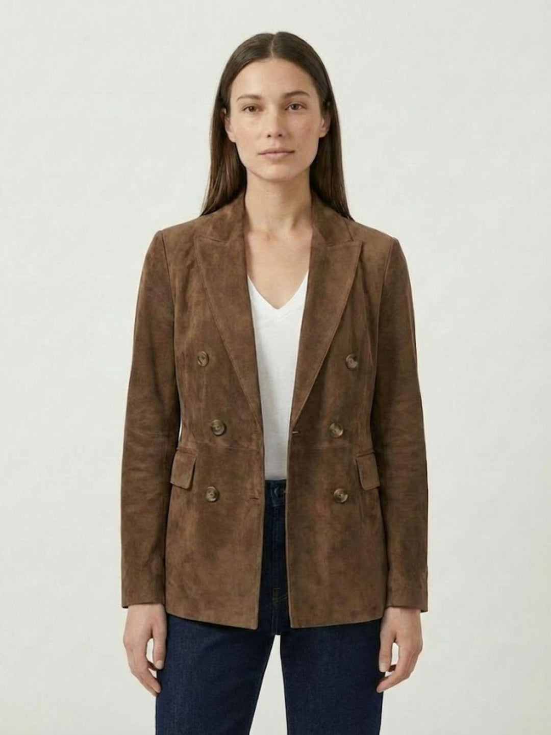 Blazer Tiaki doppiopetto in camoscio cacao TIAKI 126 JACK LEATHER 