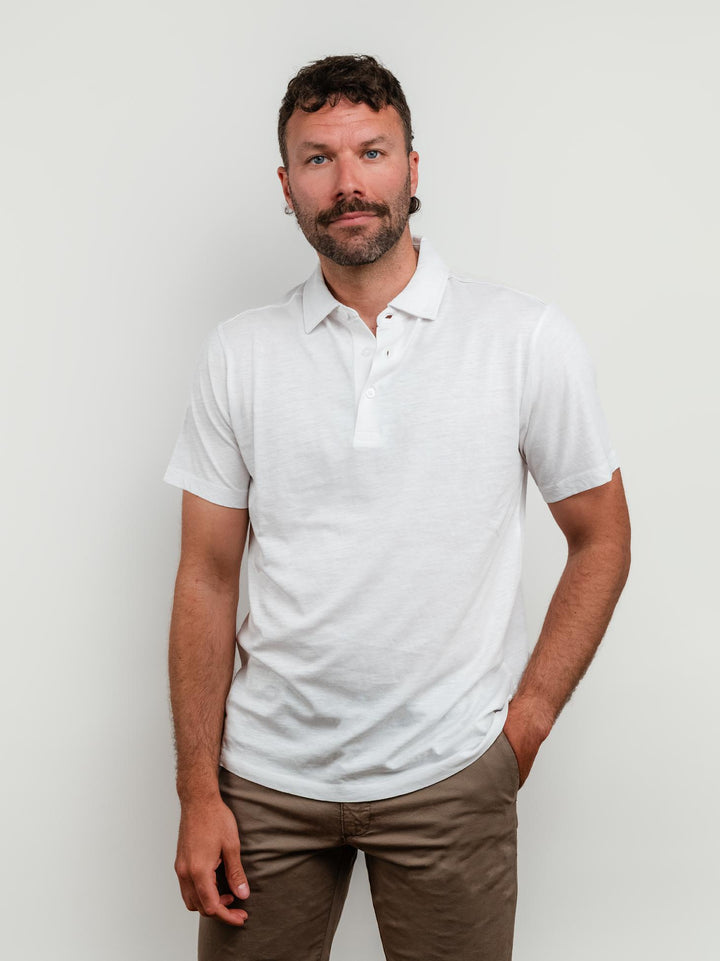 POLO IN COTONE FIAMMATO BIANCO