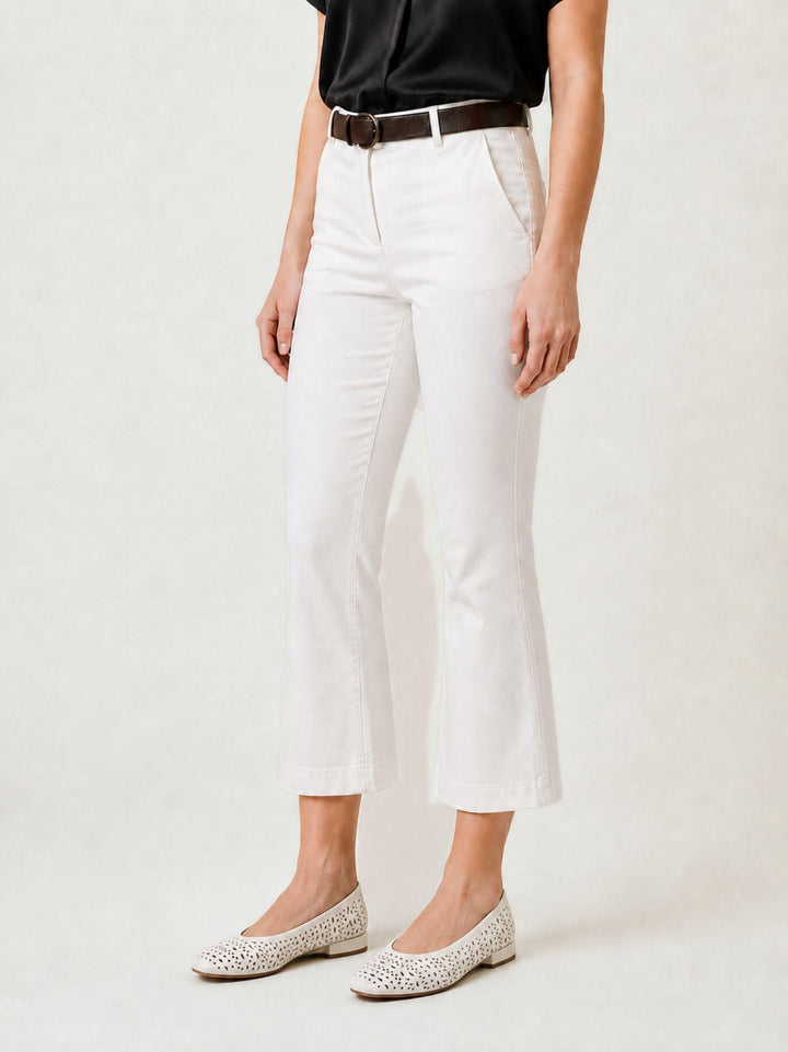 Pantalone a trombetta in cotone bianco 824MA LATTE ANDREA MORANDO 