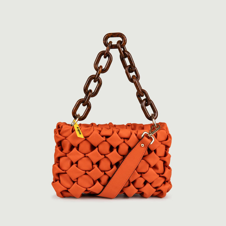 BORSA IN PELLE INTRECCIATA ARANCIONE "CURLY" CURLYNEW ARANCIONE BIMOR 