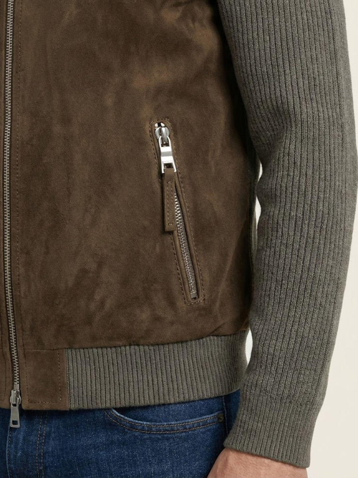 Giacca Derek Knit in camoscio e maglia verde militare DEREK 37 JACK LEATHER 
