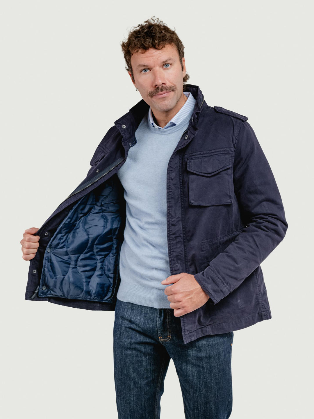 FIELD JACKET IN COTONE CON IMBOTTITURA SEPARABILE BLU NAVY BU26W04JKTWILL 200 ANDREA MORANDO 