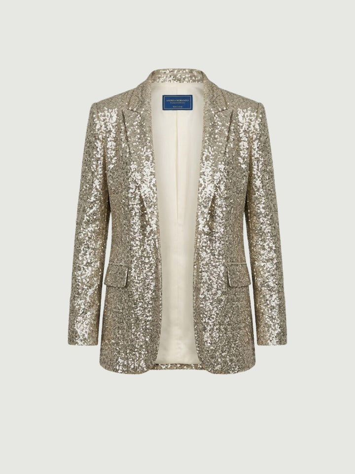 Blazer sciallato in paillettes oro 1437 4 ANDREA MORANDO 