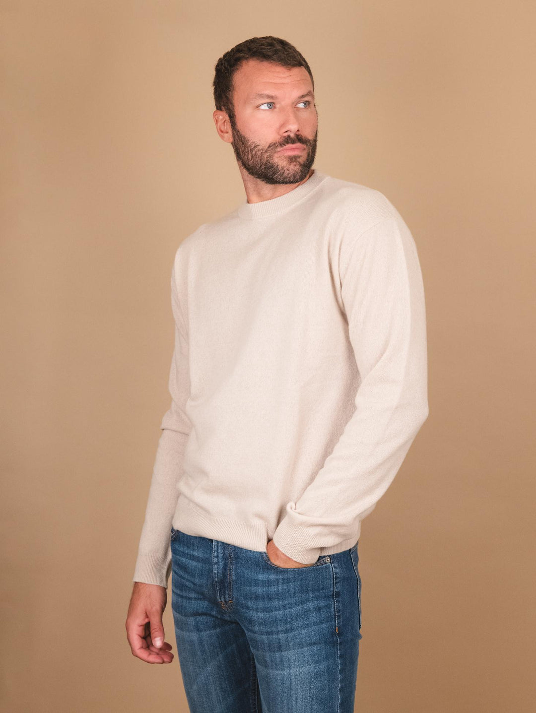 MAGLIA GIROCOLLO IN CASHMERE ECO-FRIENDLY beige"TRADER" TRADER BEIGE ABSOLUT CASHMERE 