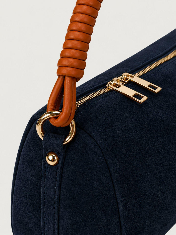 Borsa a spalla Mini Cube in pelle scamosciata blu MINI CUBE BLU BIMOR 