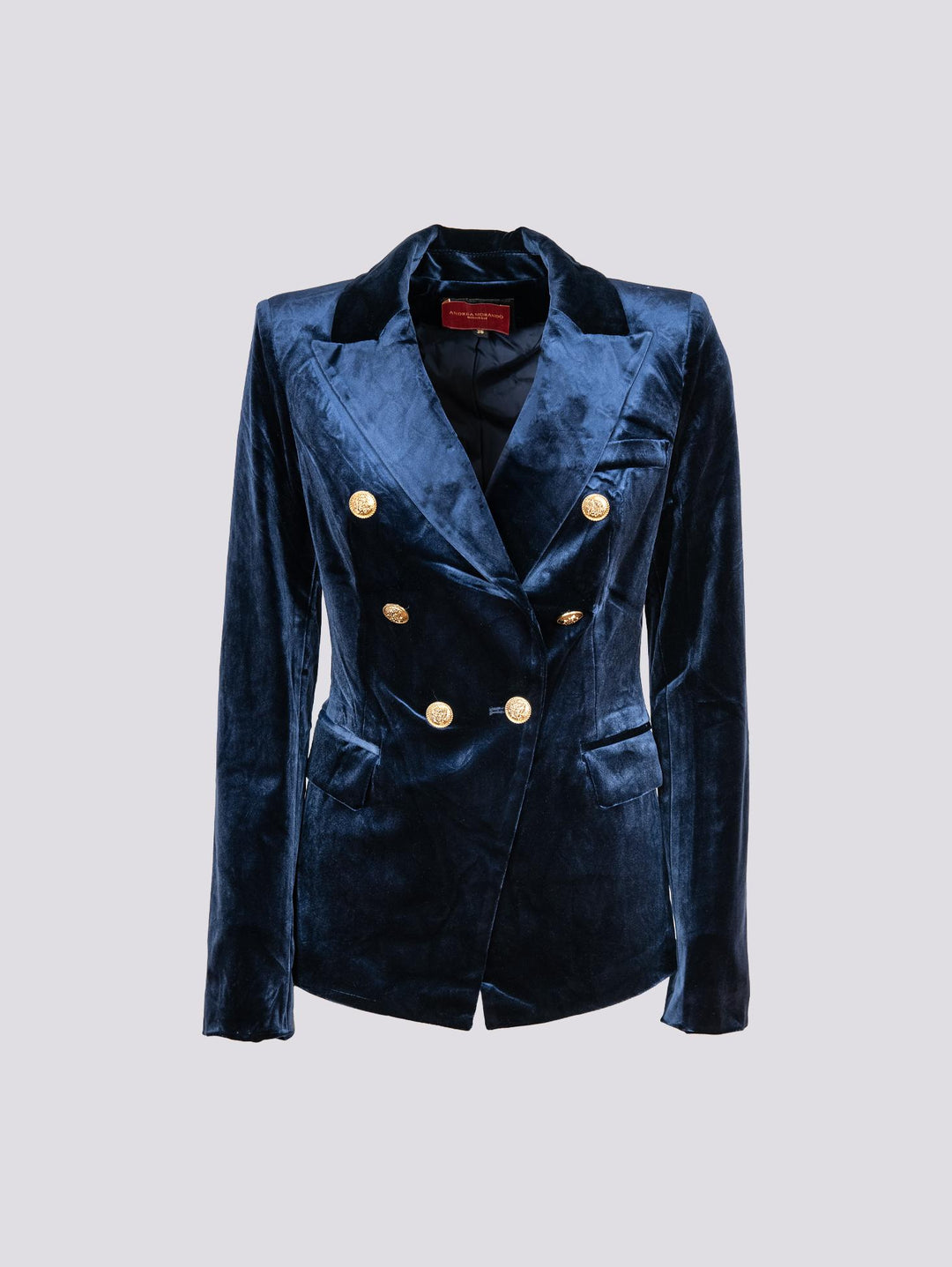 Blazer doppiopetto in velluto blu V2021 BLU ANDREA MORANDO 