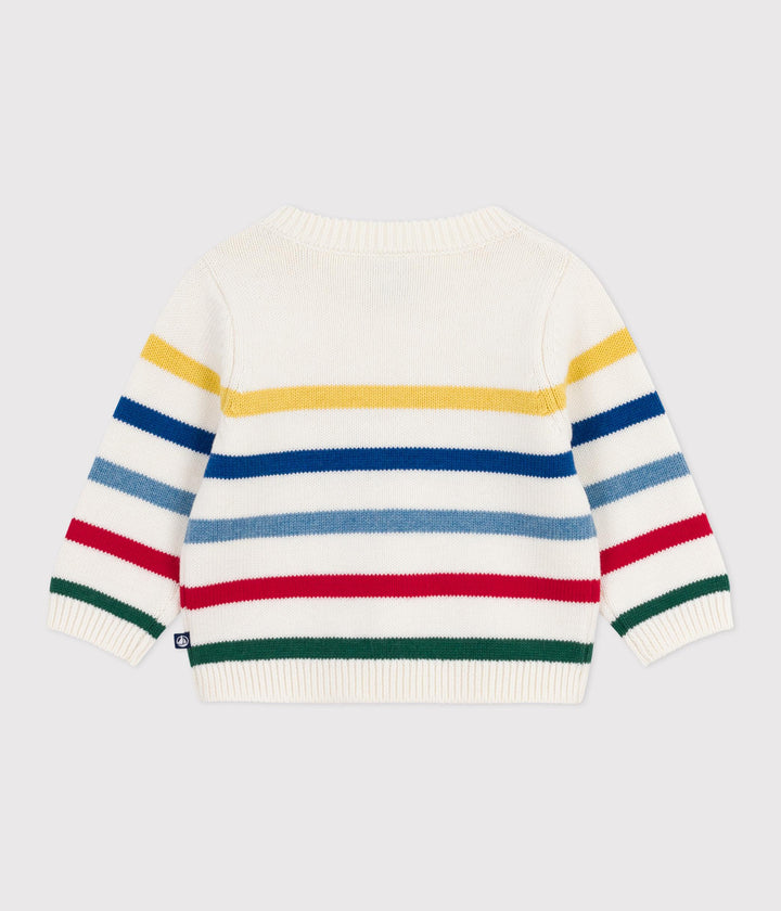 Maglione in misto lana e cotone a righe multicolor A0EAI 03 PETIT BATEAU 
