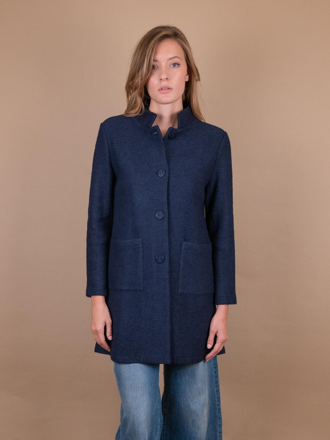 CAPPOTTINO SFODERATO IN LANA COTTA BLU 2371570 089 ANDREA MORANDO 