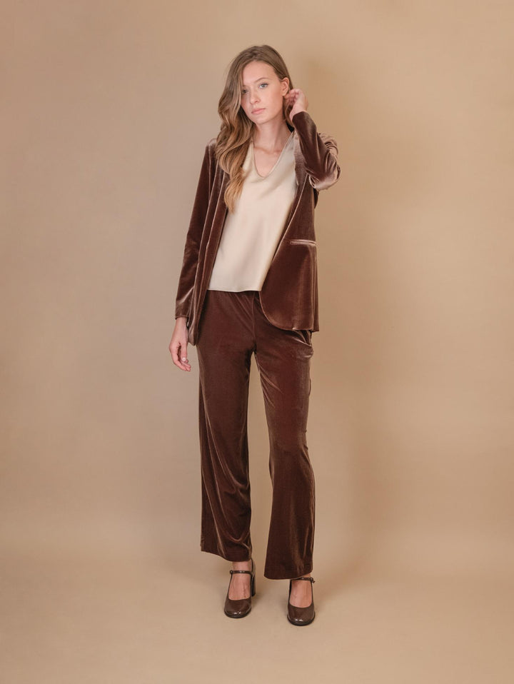 BLAZER APERTO IN VELLUTO MARRONE 1437/289 75 ANDREA MORANDO 