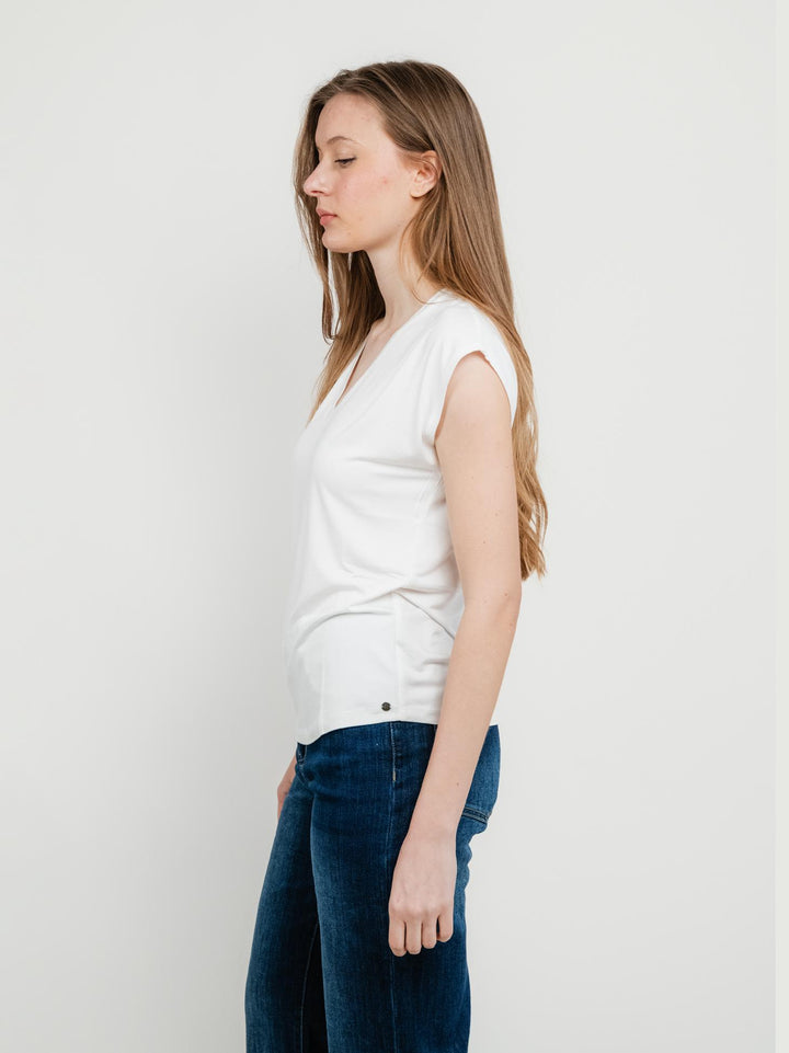 T-shirt scollo a V bianca 515LICA013 BIANCO ANDREA MORANDO 