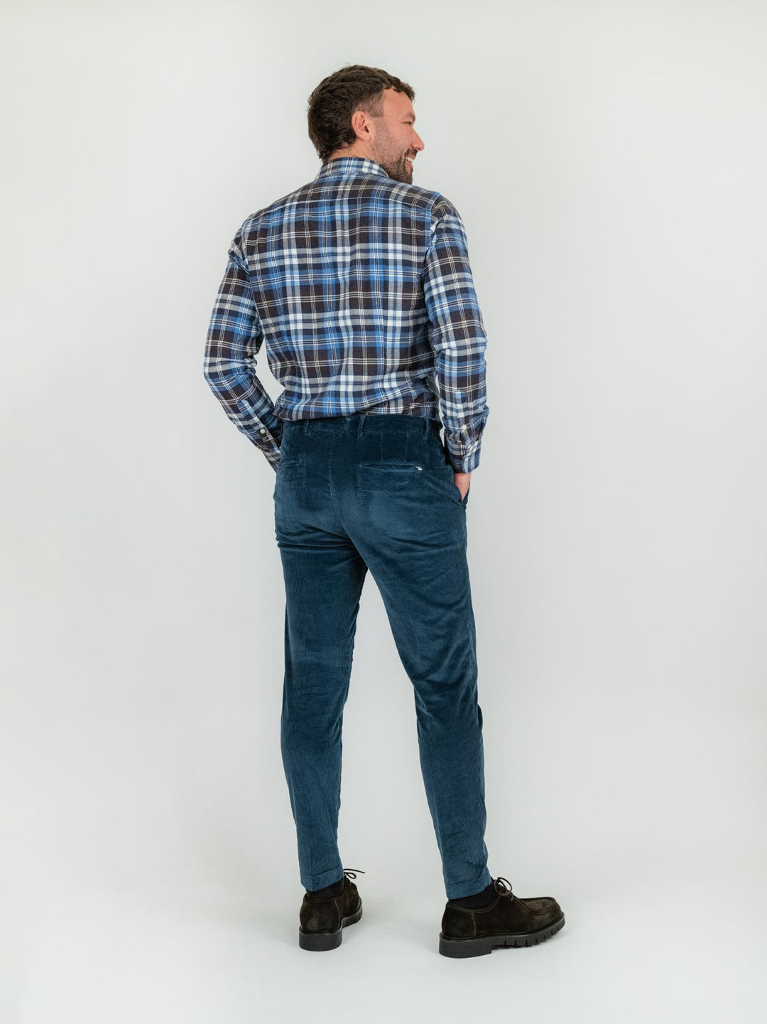 PANTALONE IN VELLUTO A COSTE BLU T502/BRO 860 NOLAB 