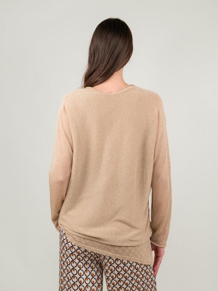 MAGLIA OVER ORO LUREX SCOLLO V 12104 ORO ANDREA MORANDO 