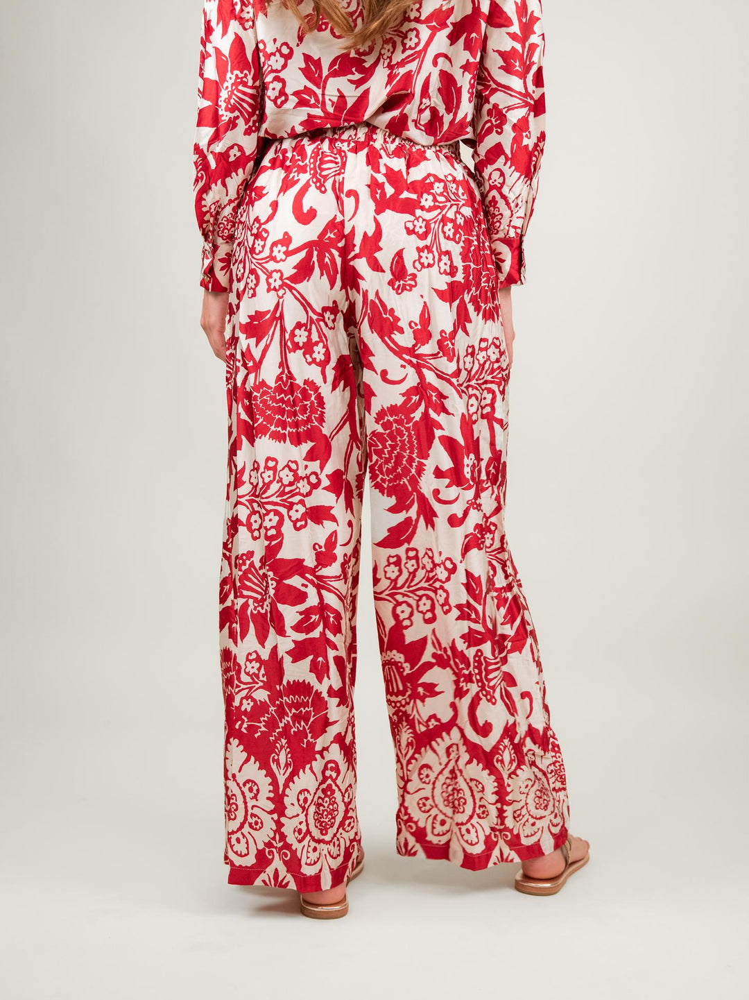 PANTALONE A PALAZZO FANTASIA ROSSO E BIANCO 9821 ROSSO ANDREA MORANDO 