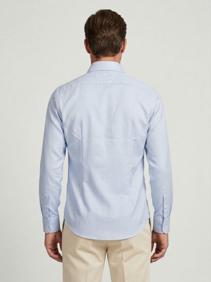 Camicia collo francese con taschino in cotone azzurra slim BARBADOS/SLIM 3 ANDREA MORANDO 
