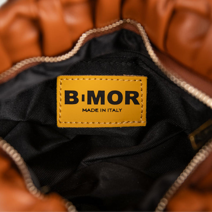 BORSA IN PELLE INTRECCIATA CUOIO "CURLY" CURLYNEW BISCOTTO BIMOR 
