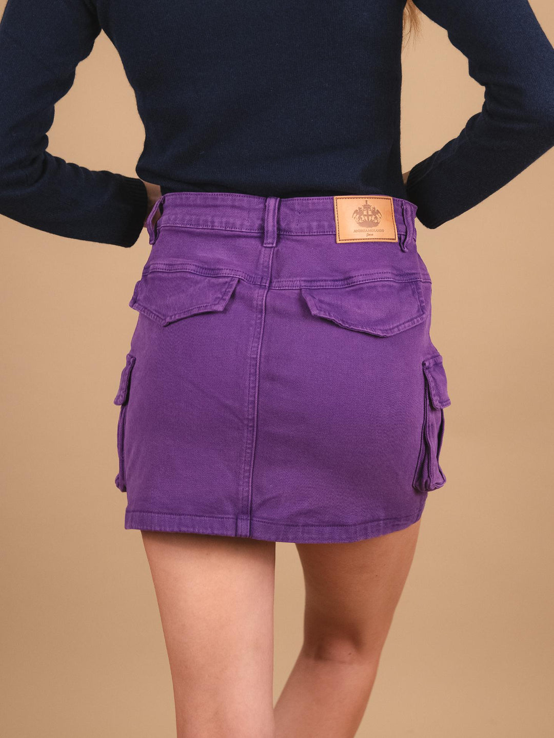 Mini gonna cargo in cotone viola 1396 VIOLA ANDREA MORANDO 