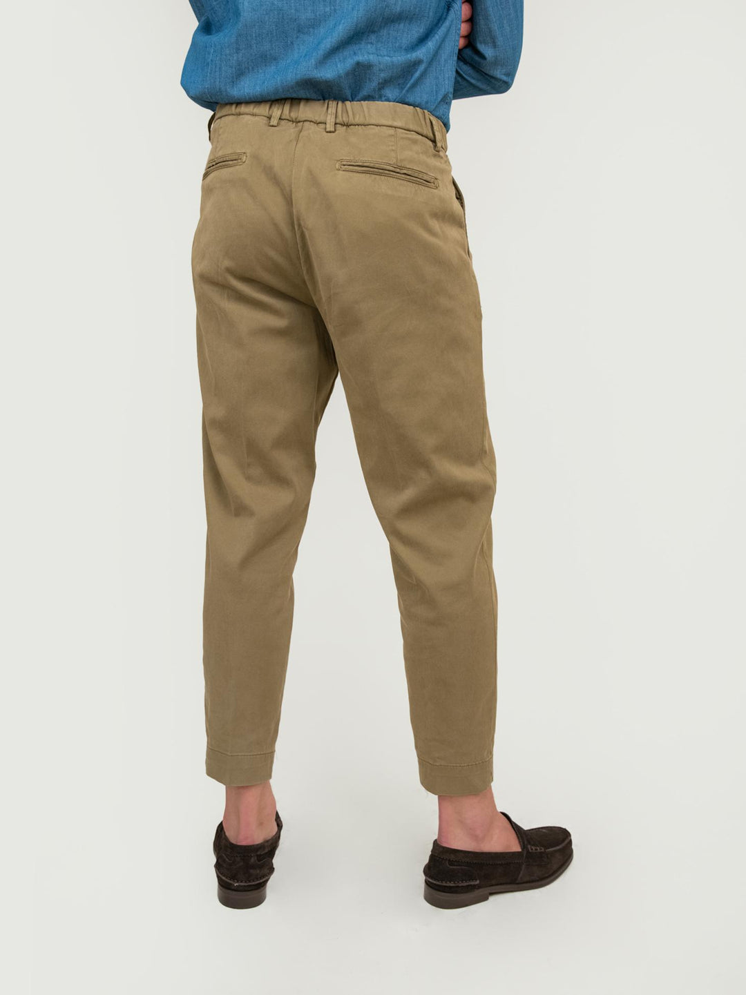 PANTALONE MISTO COTONE VERDE CON PINCES OF1S2S4P005M 138 ANDREA MORANDO 
