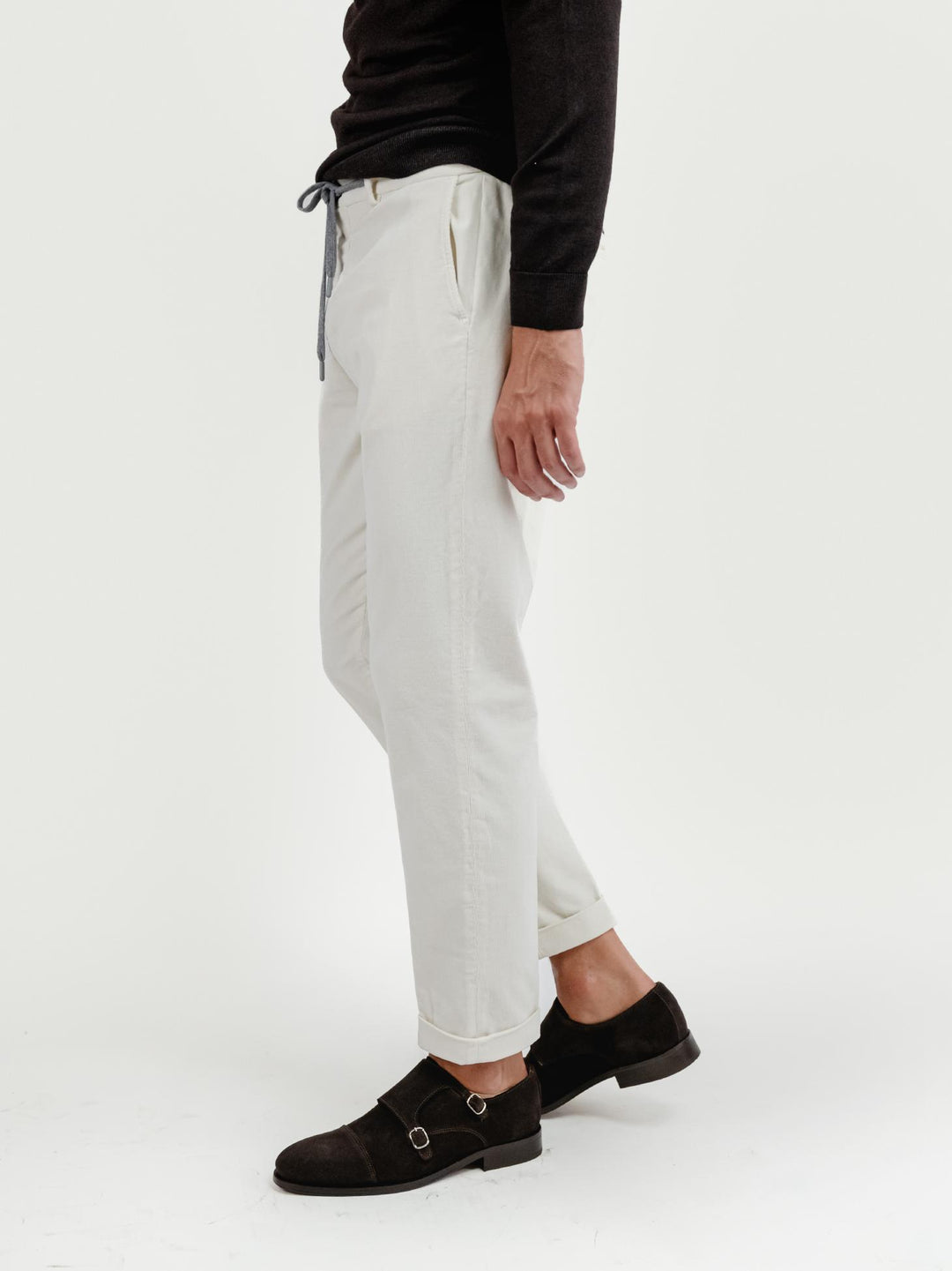 PANTALONE CON COULISSE IN VELLUTO BURRO P018 165 ANDREA MORANDO 