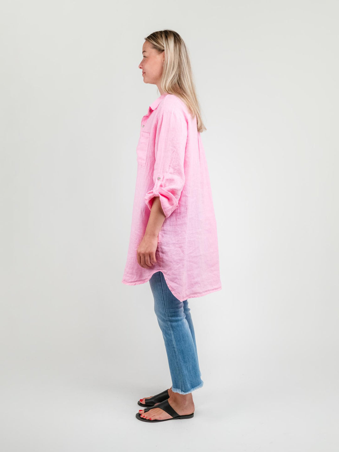 CAMICIA LUNGA IN LINO ROSA 4466 ROSA ANDREA MORANDO 