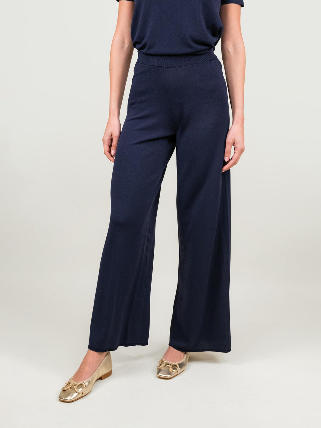 PANTALONE IN MAGLIA BLU 2670 BLU ANDREA MORANDO 