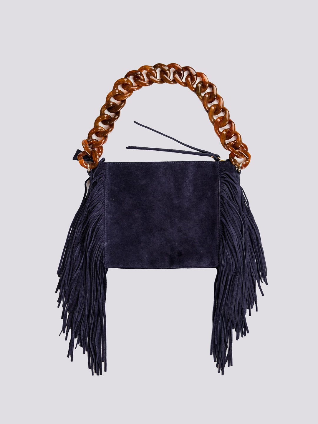 BORSA A TRACOLLA IN CAMOSCIO BLU CON FRANGE "FLAPPY" FLAPPY NAVY BIMOR 