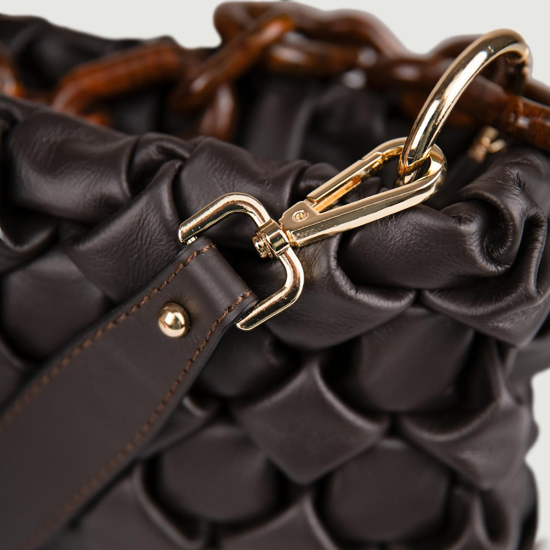 BORSA IN PELLE INTRECCIATA MARRONE "CURLY" CURLYNEW T.MORO BIMOR 