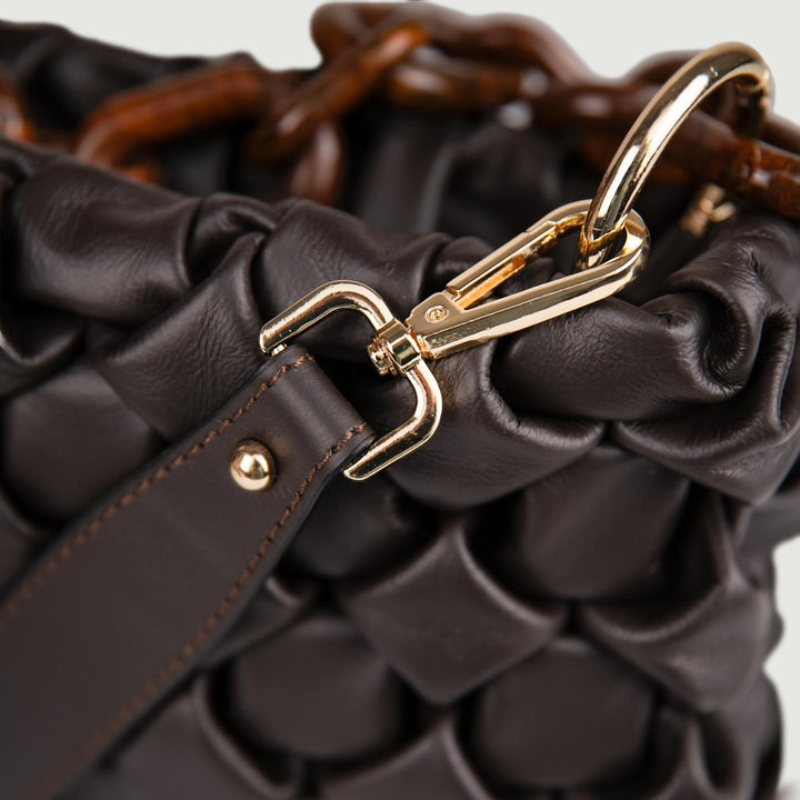 BORSA IN PELLE INTRECCIATA MARRONE "CURLY" CURLYNEW T.MORO BIMOR 