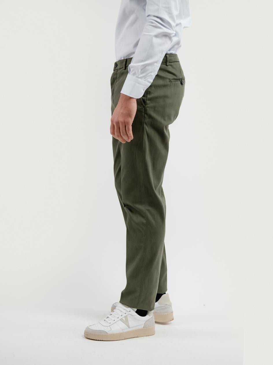 PANTALONE  STRIKER IN COTONE CON MICROTRAMA VERDE PINO T617STR 691 NOLAB 
