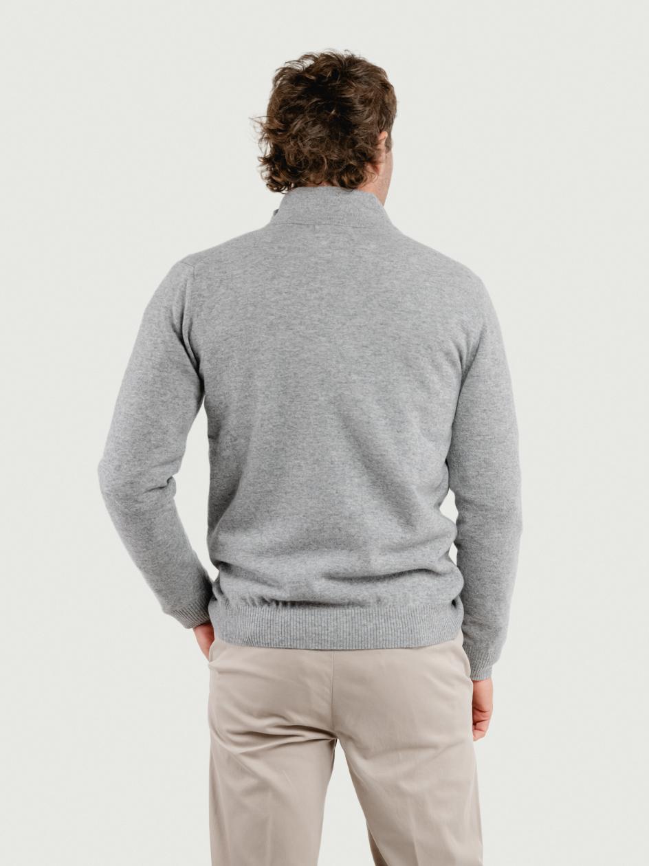 CARDIGAN LUPETTO IN LANA MERINO E CASHMERE GRIGIO LUPETTO BOTT 548 ANDREA MORANDO 