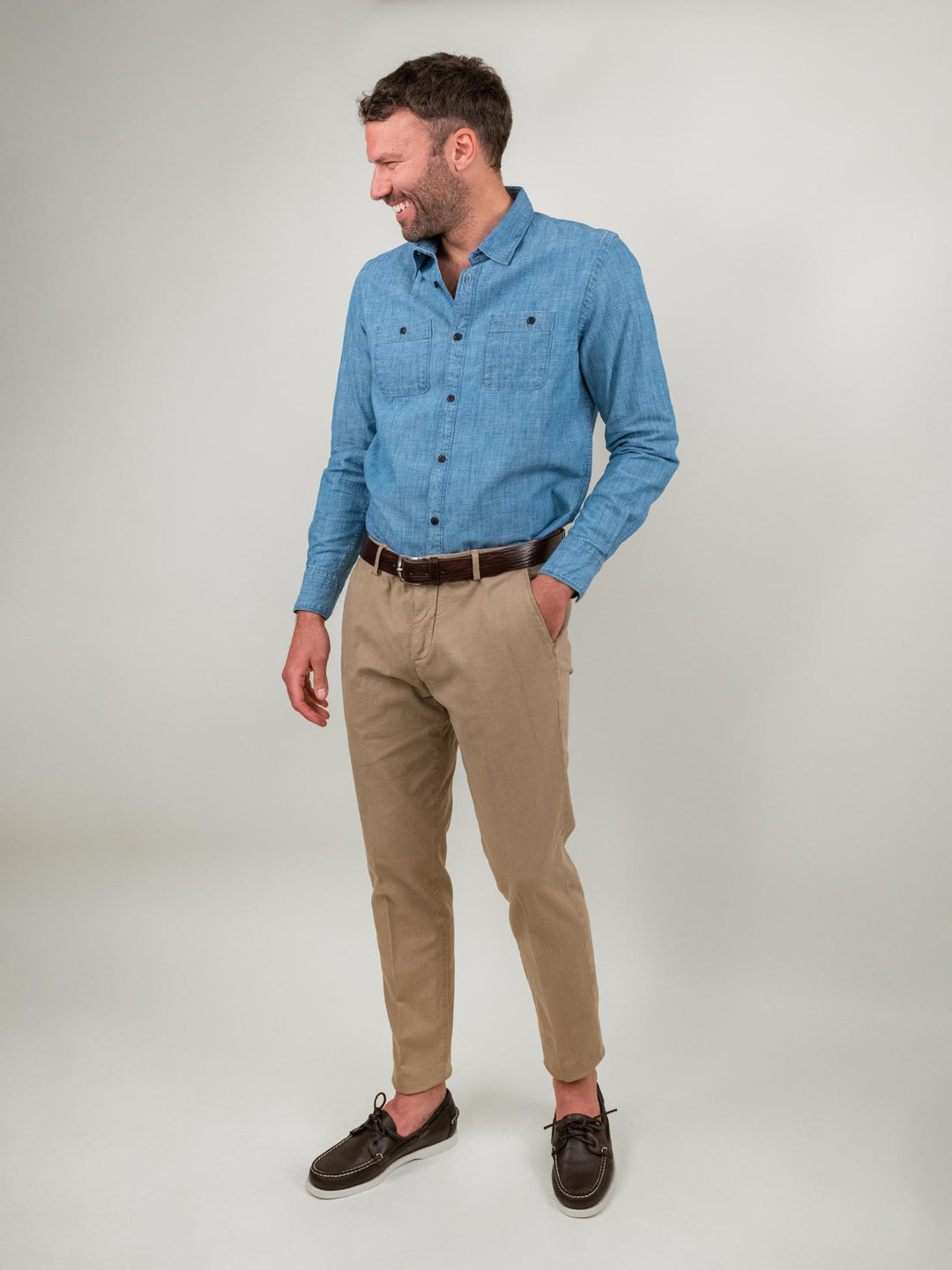 CAMICIA IN DENIM CON BOTTONI A CONTRASTO YORK 01 DEPERLU 