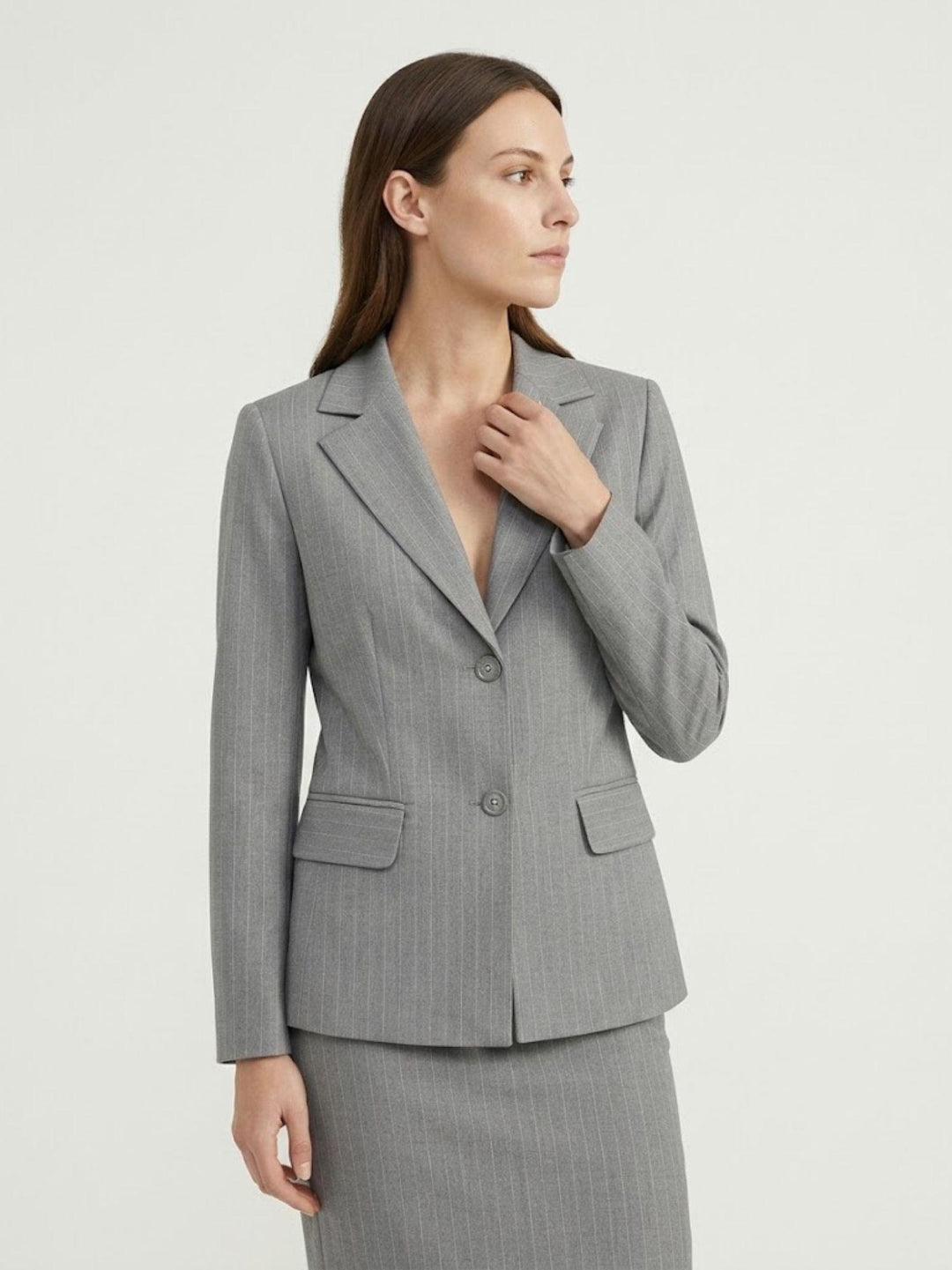 Blazer gessato con linea sagomata grigio perla 3914 PERLA ANDREA MORANDO 