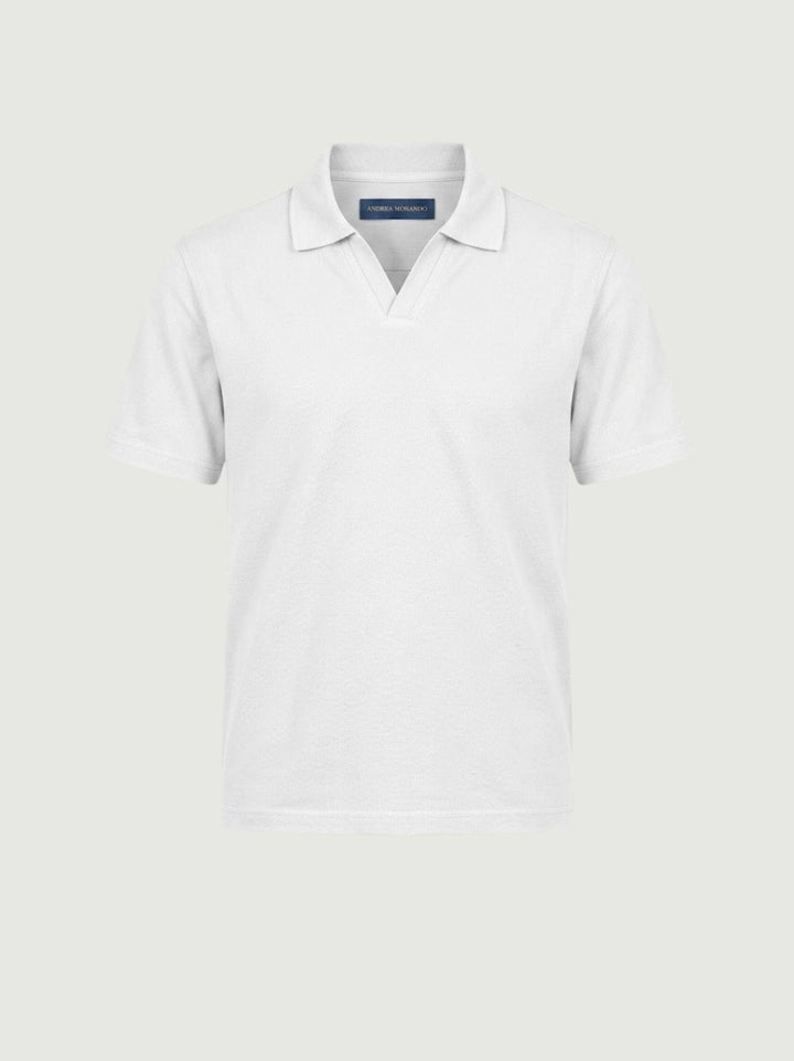 Polo derby in cotone piquet extrafine bianca 5805426 100 ANDREA MORANDO 