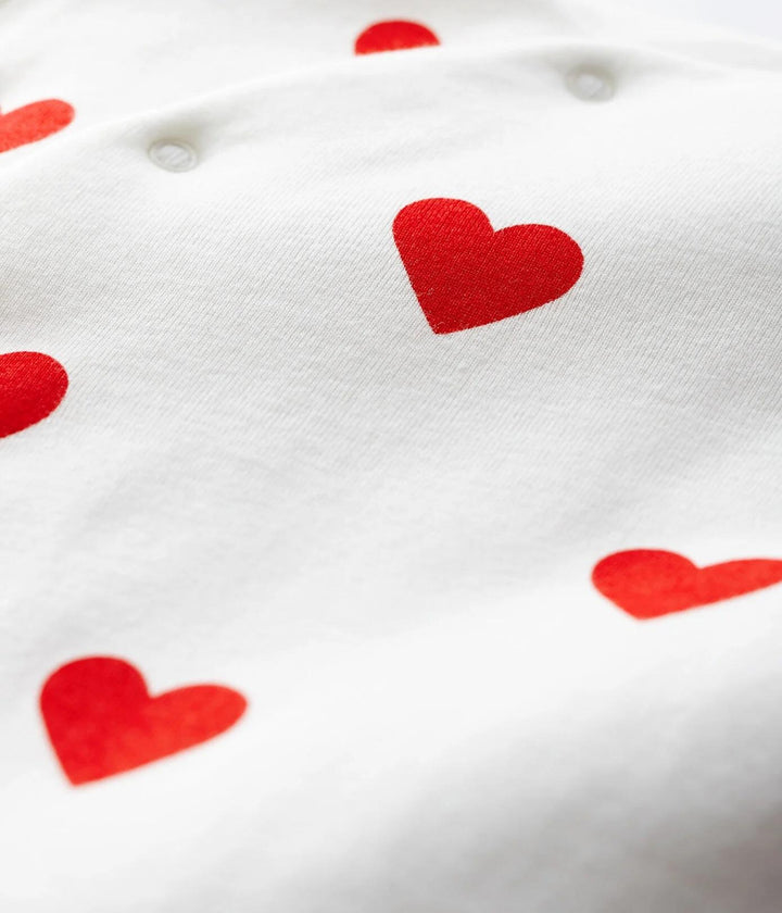 TUTINA LUNGA CON CUORI ROSSI A COSTE  BEBÈ A00K8 01 PETIT BATEAU 