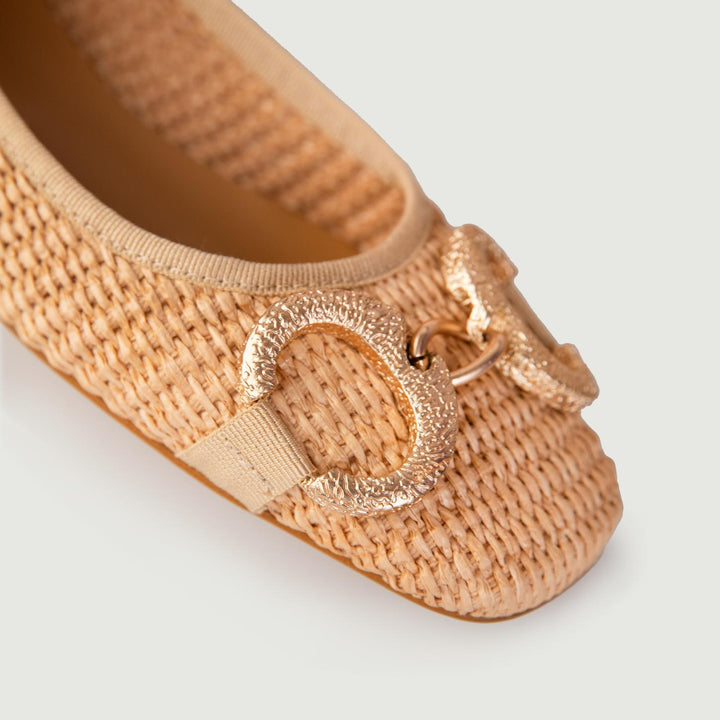 BALLERINE IN RAFIA NATURALE CON DETTAGLIO IN METALLO 4875RAFIA NATURALE ANDREA MORANDO 