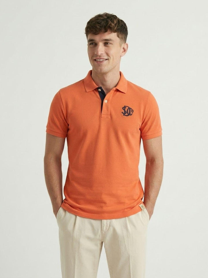 Polo piquet Monogram arancio navy M1110465A K1A SUPERDRY 