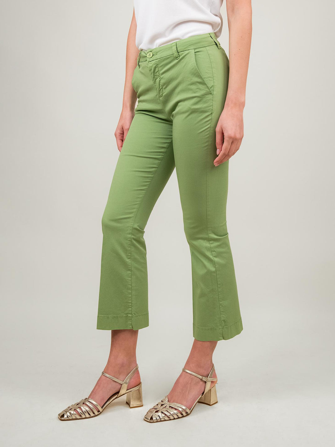 PANTALONE A TROMBETTA IN COTONE PISTACCHIO 824MA PISTACCHIO ANDREA MORANDO 