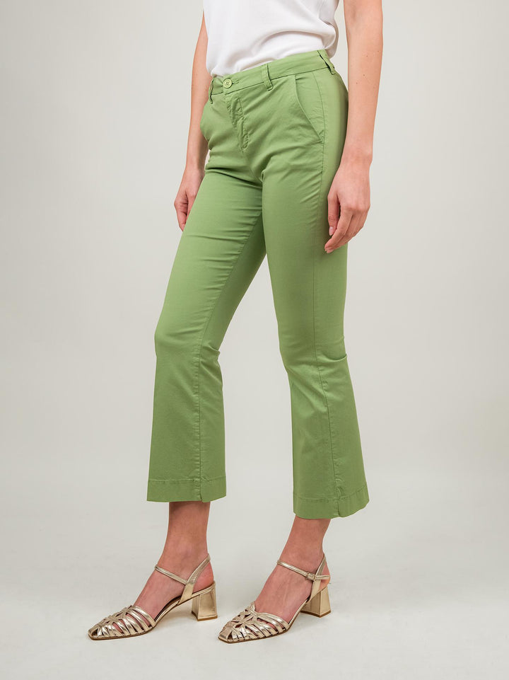PANTALONE A TROMBETTA IN COTONE PISTACCHIO 824MA PISTACCHIO ANDREA MORANDO 