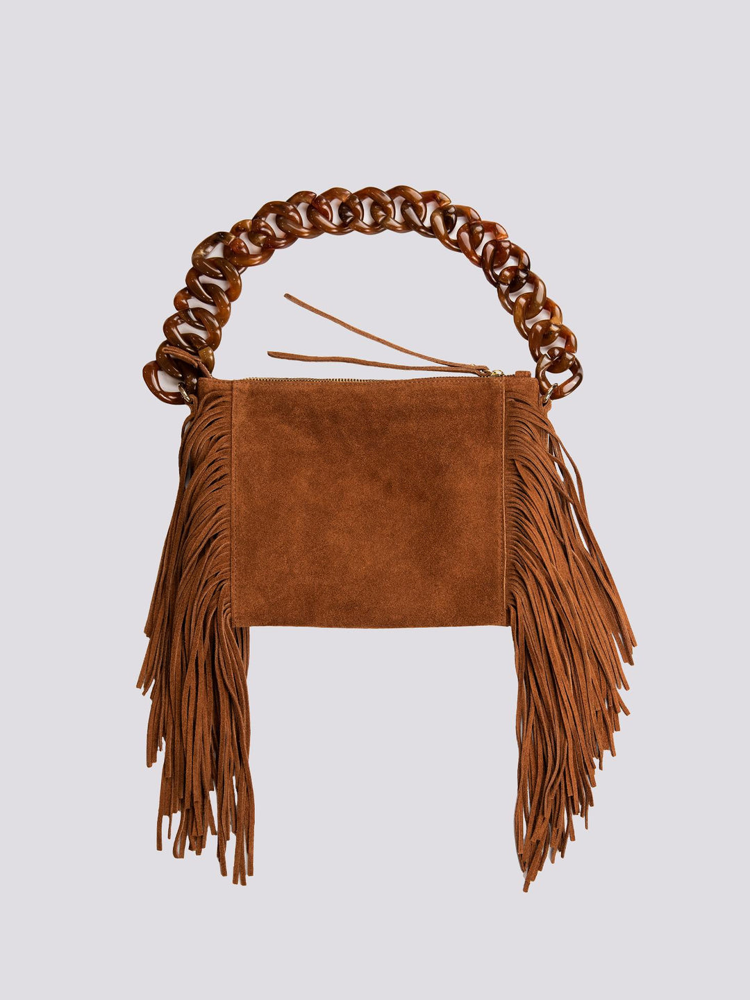 BORSA A TRACOLLA IN CAMOSCIO BRUCIATO CON FRANGE "FLAPPY"