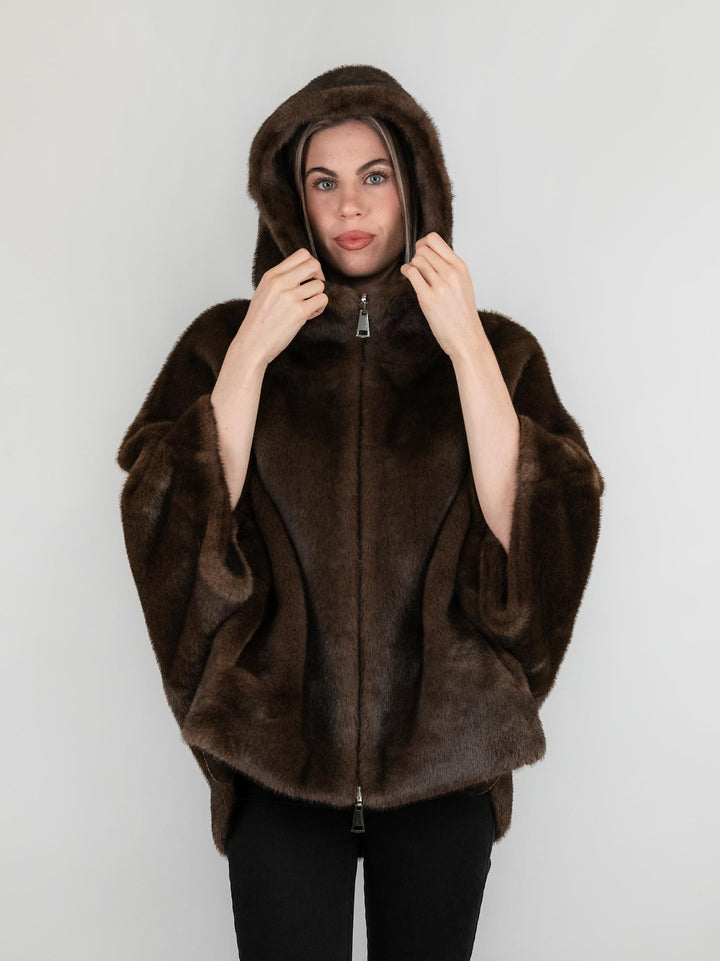 ECOMONTONE REVERSIBILE IN ECOPELLICCIA TESTA MORO B618MINK 42 ANDREA MORANDO 