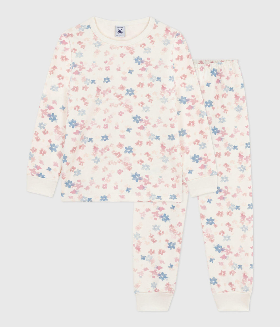 Pigiama bambino in tessuto felpato con stampa a fiori A0DS0 01 PETIT BATEAU 