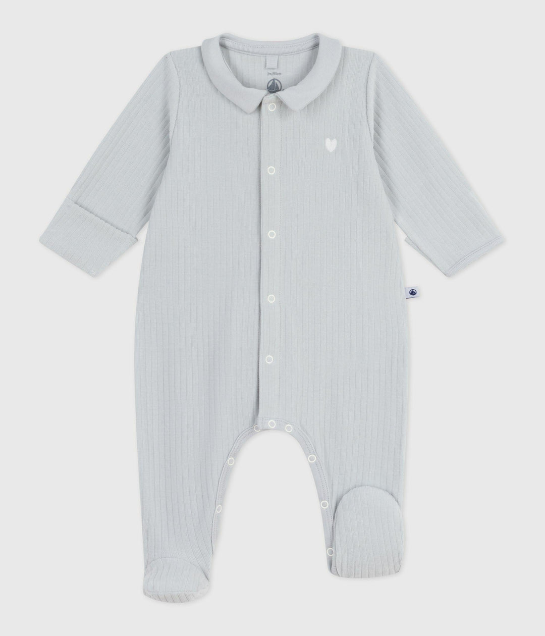 Pigiama con colletto in ciniglia tinta unita neonato A0DUL 01 PETIT BATEAU 