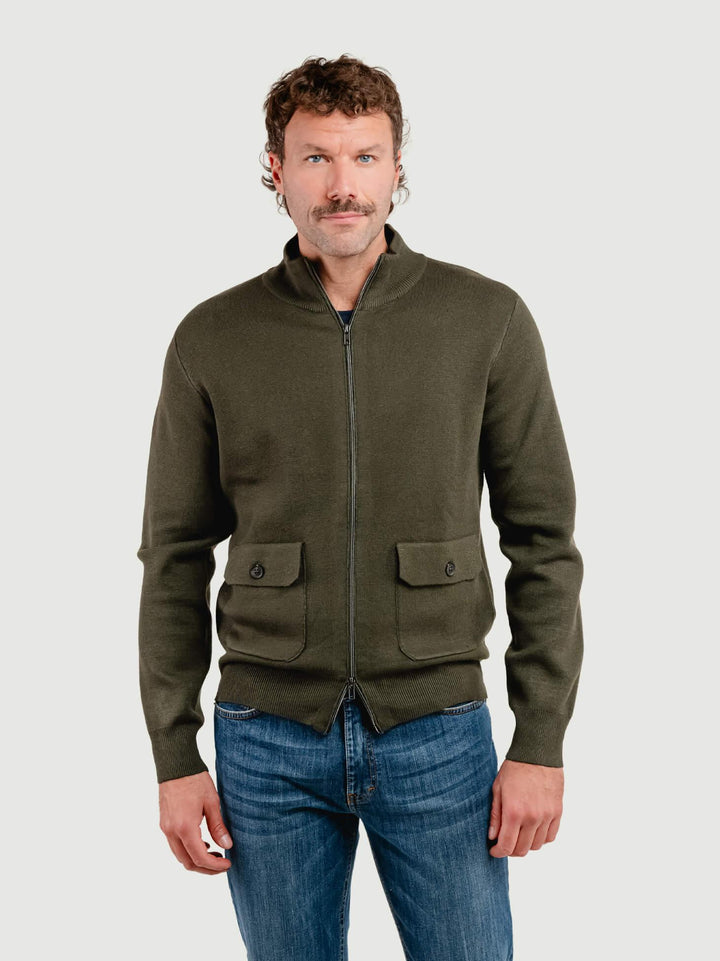 MAGLIA A LUPETTO CON ZIP IN MISTO LANA VERDE BOSCO 4061225 327 ANDREA MORANDO 