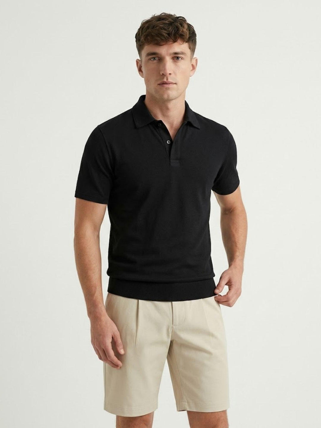 Polo classica in cotone fine nero 5985426 900 ANDREA MORANDO 