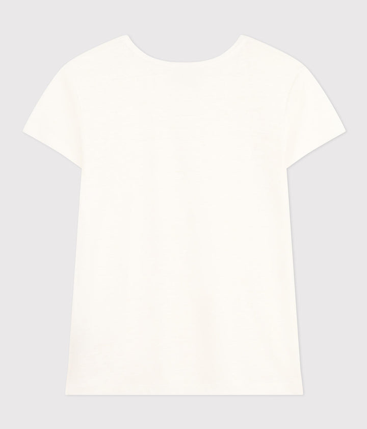T-SHIRT LE DROIT GIROCOLLO IN LINO DONNA BIANCA A09R7 01 PETIT BATEAU 