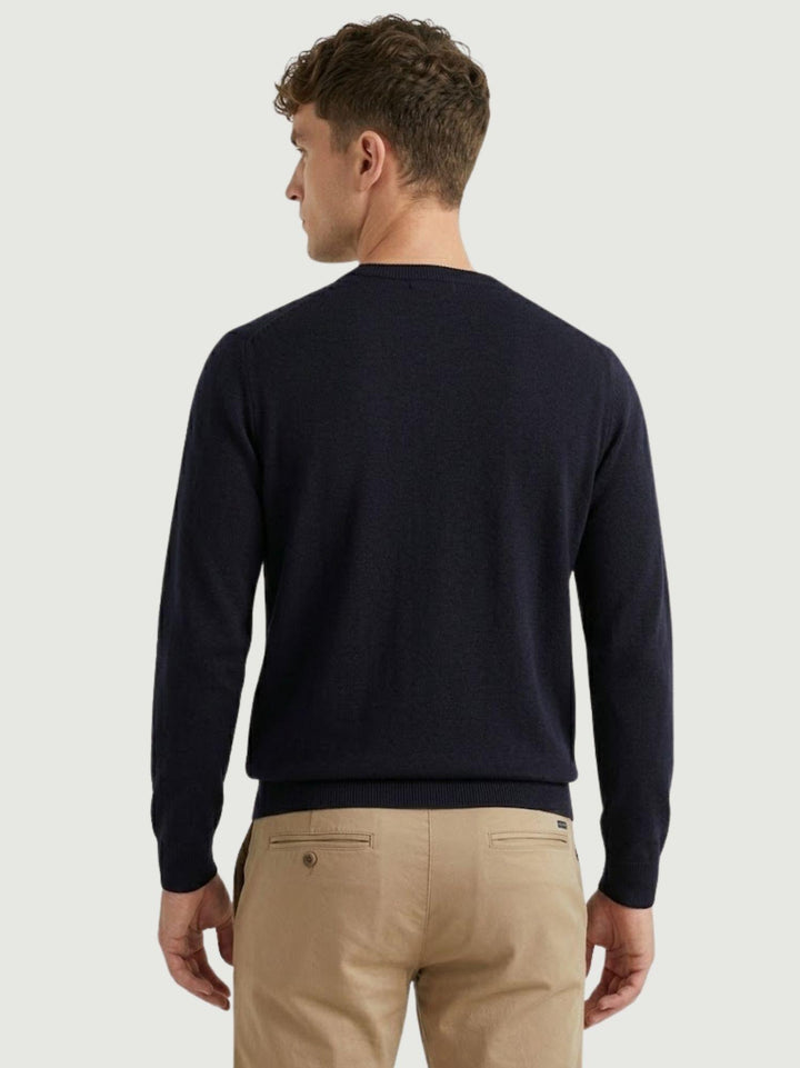 Maglia girocollo in cotone rasato blu navy 3850900 220 ANDREA MORANDO 