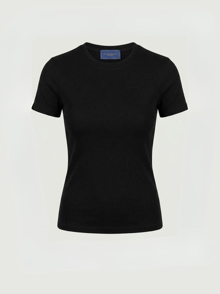 T-shirt girocollo in cotone nero 8157 NERO ANDREA MORANDO 