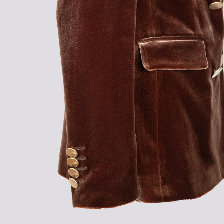 BLAZER DOPPIOPETTO IN VELLUTO MARRONE 3877/2894 75 ANDREA MORANDO 