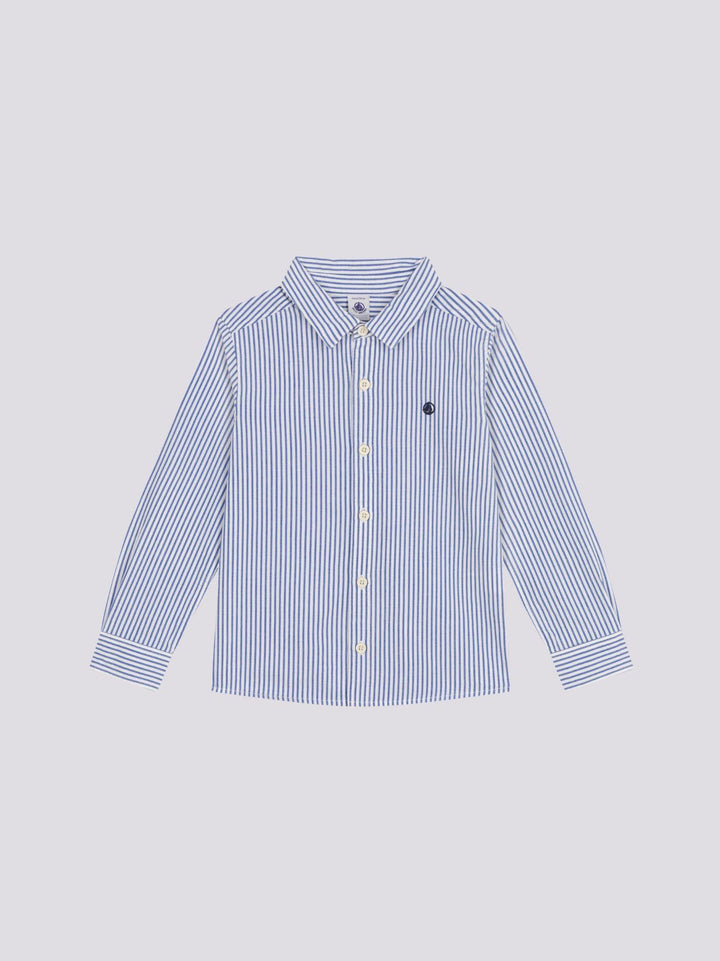 CAMICIA A RIGHE AZZURRE BAMBINO A09O6 01 PETIT BATEAU 