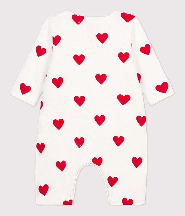 TUTINA LUNGA CON CUORI ROSSI A COSTE  BEBÈ A00K8 01 PETIT BATEAU 
