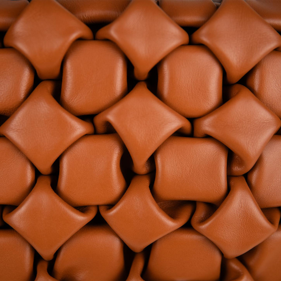 BORSA IN PELLE INTRECCIATA CUOIO "CURLY" CURLYNEW BISCOTTO BIMOR 